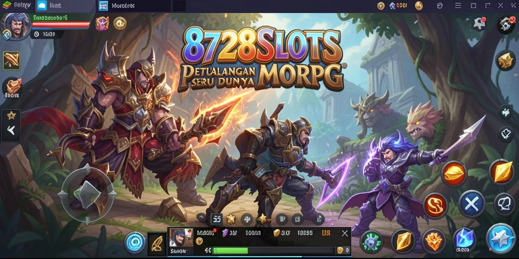 Menampilkan aksi seru dalam permainan MMORPG 8728SLOTS.