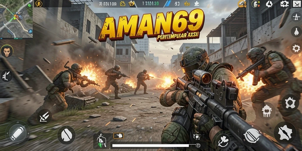 Screenshot gameplay AMAN69 dengan aksi pertempuran mendebarkan.