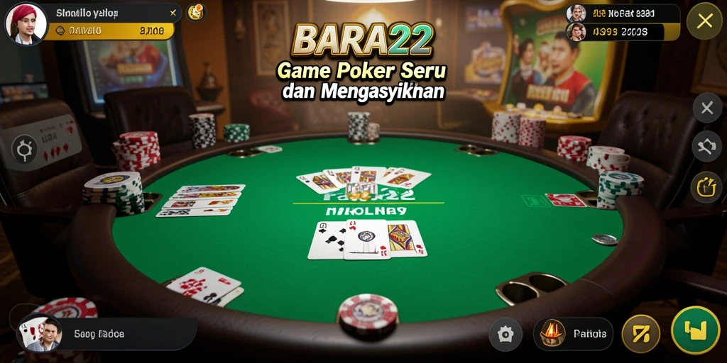 Tangkapan layar BARA22 menunjukkan aksi seru dalam permainan poker.