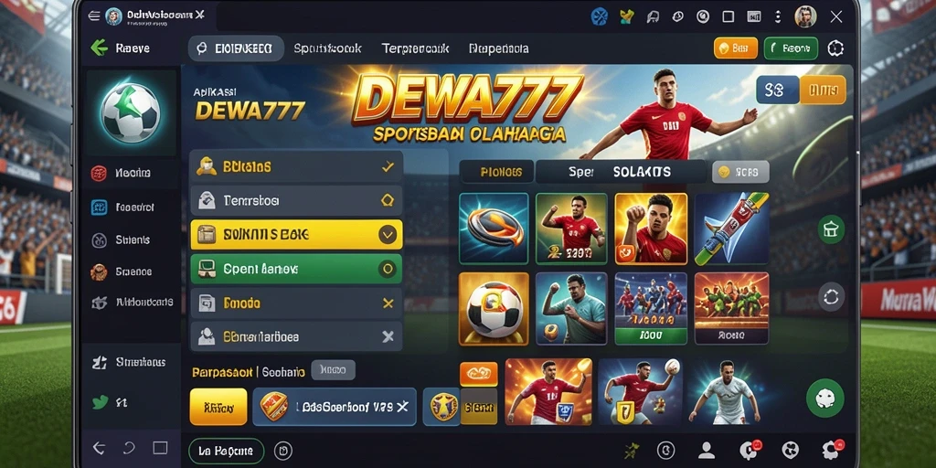 Tampilan utama DEWA777 dengan berbagai jenis taruhan olahraga.