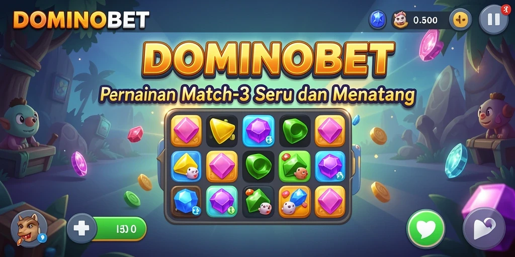 Screenshot game DOMINOBET menampilkan grafis Match-3 yang menarik.