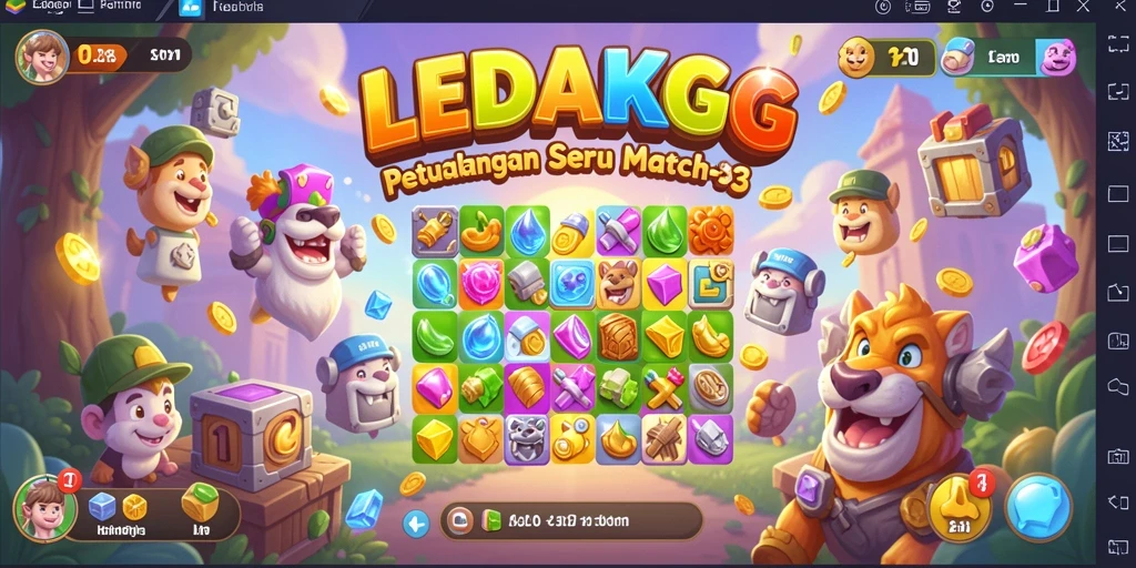 Tampilan gameplay <strong>LEDAKGG</strong> yang seru dalam mencocokkan permata.