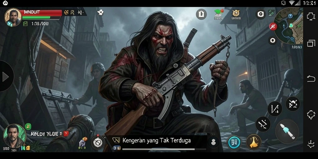 Tampilan gameplay mencekam di MNDUIT, dengan suasana gelap dan penuh misteri.