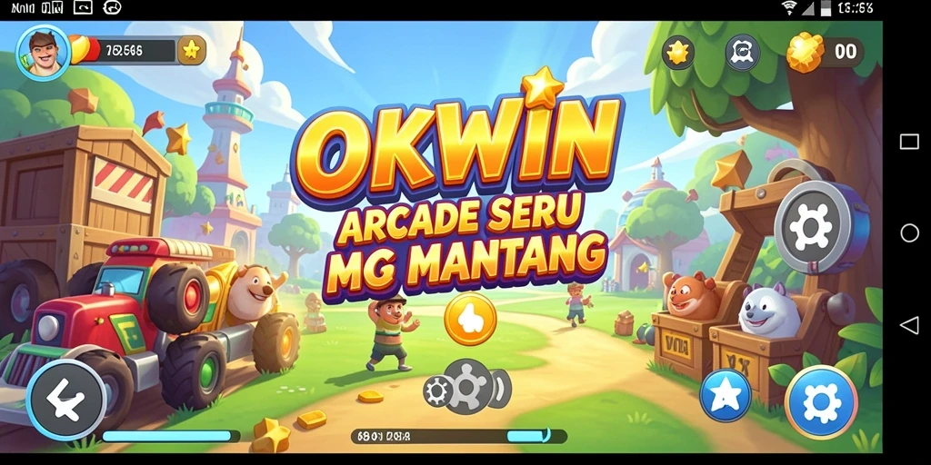 Screenshot OKWIN menampilkan gameplay menantang dalam mode arcade.