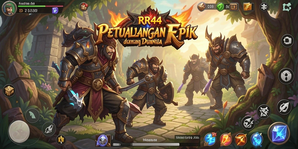 Screenshot gameplay RR44 menampilkan aksi seru dalam pertempuran RPG.