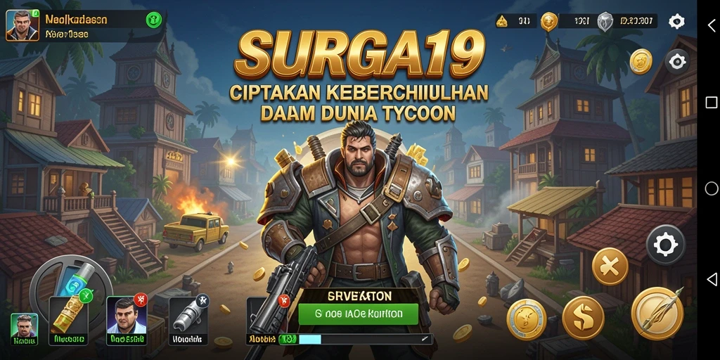 Tampilan gameplay SURGA19 menampilkan manajemen bisnis yang seru dan strategis.