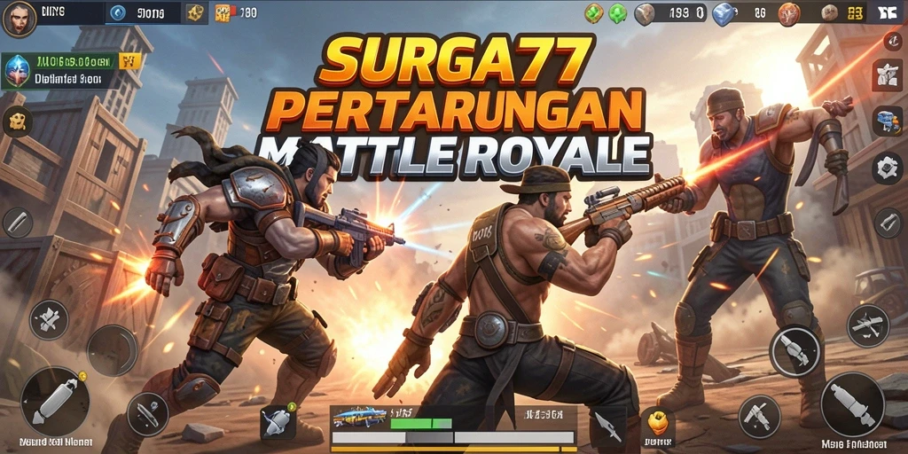 Tampilkan aksi mendebarkan dalam gameplay Battle Royale SURGA77.