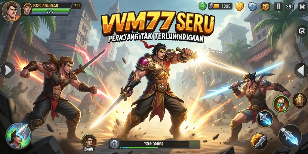Tampilan gameplay seru dalam VM777 dengan pertarungan yang intens.