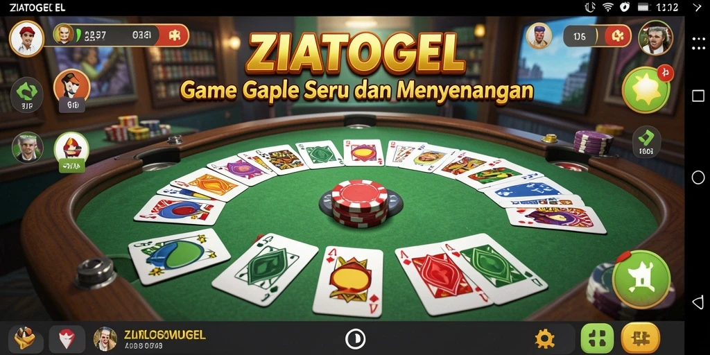 Screenshot utama ZIATOGEL menampilkan gameplay gaple yang seru.